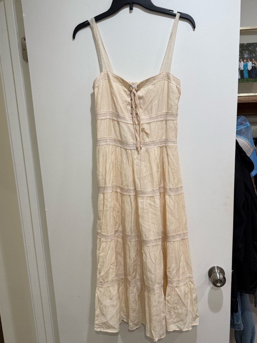Sage Cream Maxi Sundress with Lace Trim